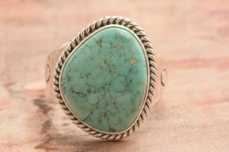 Genuine Battle Mountain Turquoise Sterling Silver Navajo Ring